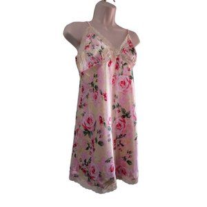 Secret Treasures Pink Cream Rose Chemise Lace Sequin Trim Ladies 8/10 GUC